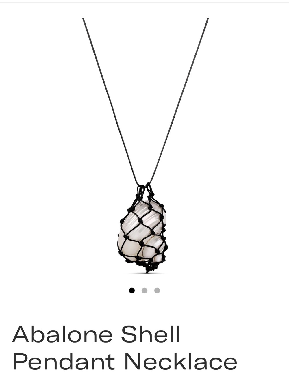 Abalone Shell Pendant Necklace in Black Cord
